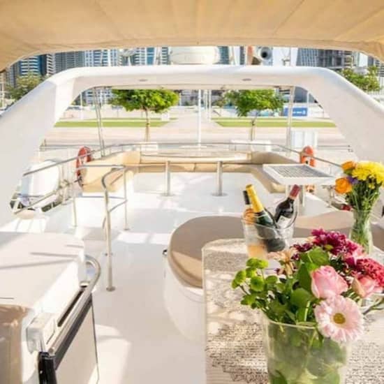 61ft Luxury Yacht Charter: Silver Creek at Burj Khalifa Tower, Dubai, United Arab Emirates