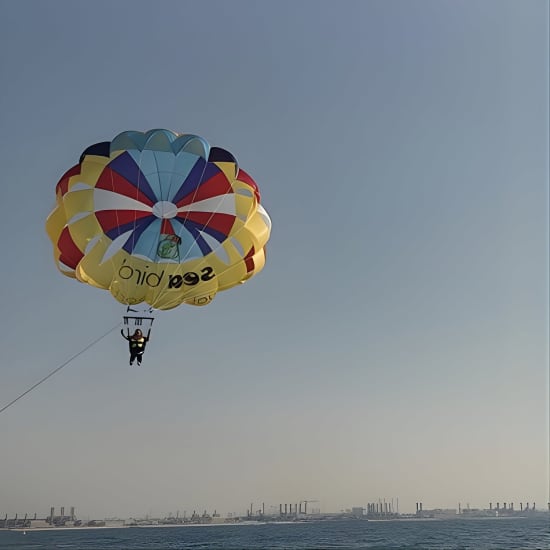 Parasailing Adventure on Jumeirah Beach with Sea Bird water Sports Dubai at Al Rahim masjid
