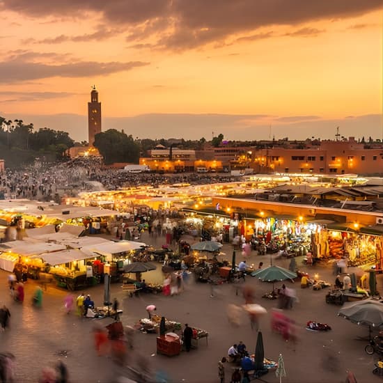 Walking Tour in Marrakech Medina by Night at Hôtel Restaurant Café de France, Marrakesh, Morocco